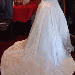 Forever Yours wedding dress,size 14,white...draped in white pearls.